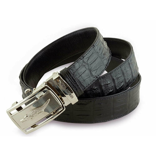 Ремень Exotic Leather, размер 120, черный ремень из кожи крокодила с 2 рядами