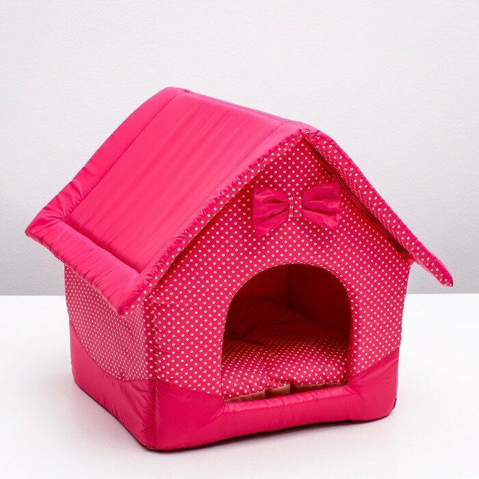 Домик для животных зооник "Нежность", 34х32х37 см, розовый