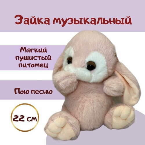 Мягкая игрушка Зайка музыкальный антистресс, 22 см /развивающий плюшевый заяц для детей / кролик мягкий подарок для девочки