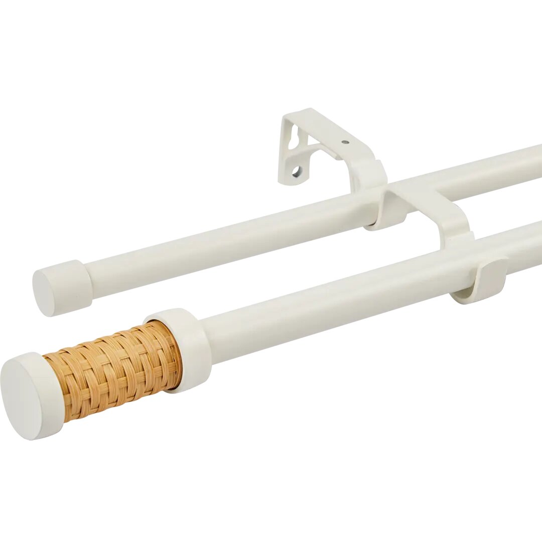 Карниз двухрядный раздвижной Natus 160-300 см металл цвет белый