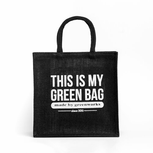 сумка джутовая my little bag черная 20х20х15 Сумка шоппер Джутовая сумка This is my green bag, сумка шоппер,сумка для покупок, черный, черный