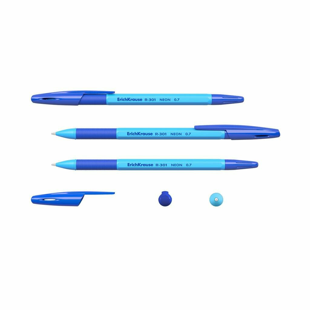 Ручка шариковая Erich Krause R-301 Neon 0.7 Stick&Grip в наборе из 4 штук пакет - фото №9