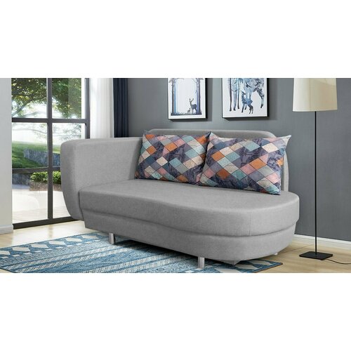 Диван-кровать прямой тахта Бали AH! DIVAN (АхДиван) 151х92х84, механизм еврокнижка, серый, рогожка, левый угол