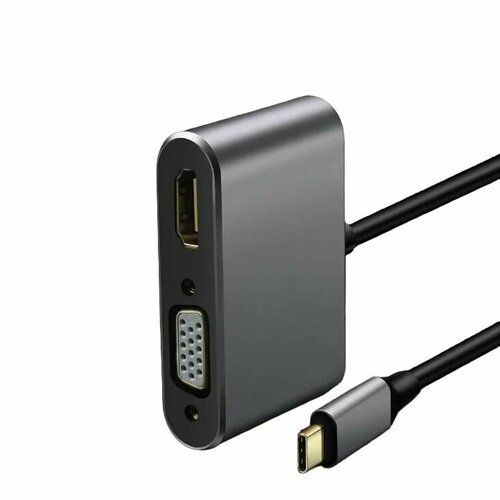 Адаптер USB-C на HDMI/VGA, серебристый адаптер belkin usb c на hdmi vga dvi displayport черный avc003btbk