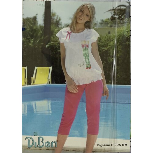 Пижама DiBen, размер 48, белый, синий