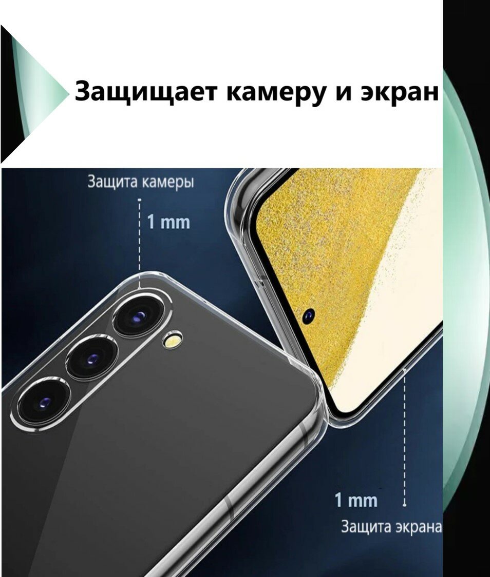 Чехол силиконовый прозрачный для Samsung Galaxy S25 / Galaxy S24 Противоударный чехол для Самсунг C25 с защитой камеры — фото 1