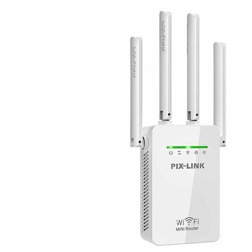 Wi-Fi усилитель PIX-LINK LV-WR02EQ, белый усилитель сигнала vonets wr02 mini 300 мбит с wi fi беспроводной сетевой маршрутизатор усилитель сигнала wi fi ретранслятор расширитель диапазона