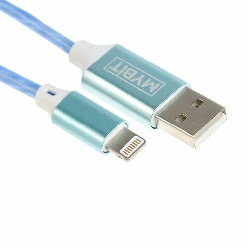Кабель MYBIT, Lightning - USB, динамическая LED подсветка, 2 А, 1 м, только зарядка (комплект из 6 шт)