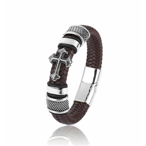 Браслет Sharks Jewelry, металл, размер 21.5 см, коричневый, серебристый