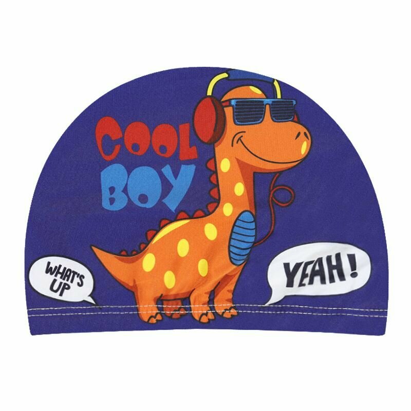 Шапочка для плавания детская Happy Kid, динозавр, тканевая, маленькая, для бассейна, текстильная, для мальчика, для девочки
