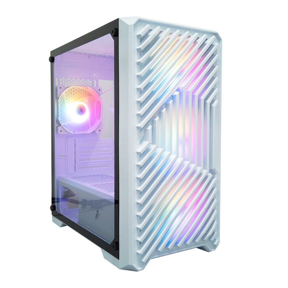 Корпус 1STPLAYER TRILOBITE T5 White, mATX, без БП, белый (T5-WH-4F1-W)