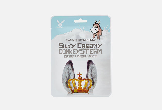 Маска для лица тканевая ELIZAVECCA MILKY PIGGY Silky Creamy Donkey Steam Cream Mask Pack
