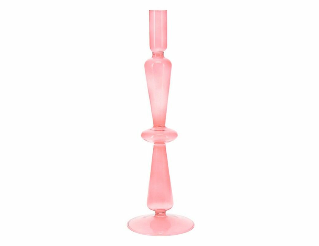 Подсвечник апасан, стекло, розовый, 22х8 см, Koopman International AAE204230-1