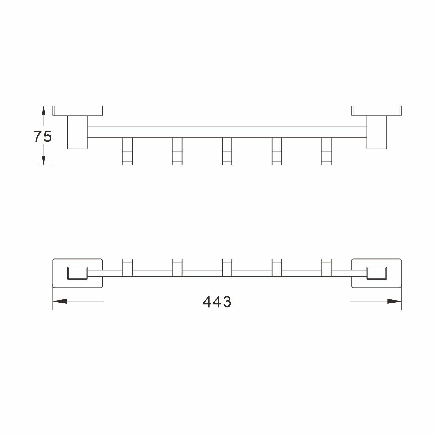 Планка Shevanik SG5651C, с крючками, латунь, цвет белый, длина 44,3 см — фото 1