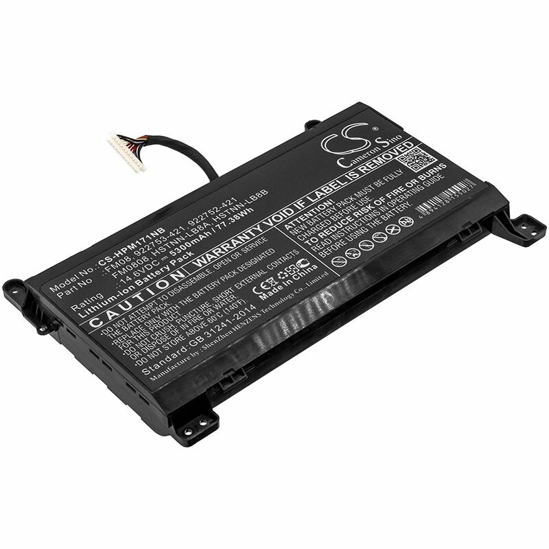 Аккумуляторная батарея CameronSino CS-HPM171NB для ноутбука HP Omen 17-AN (FM08 CS-HPM171NB) 5300mah 12 Pin