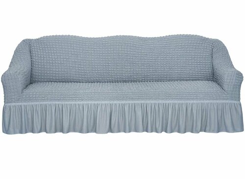 Чехол на трехместный серый диван Concordia с юбкой из полиэстера, ширина 85