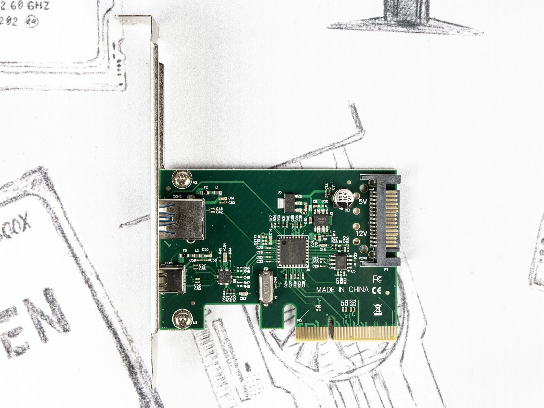 Контроллер USB31 Gembird SPCR-02 PCI-Express на USB Type-C + USB Af 30 внешние чипсет Asmedia ASM1142