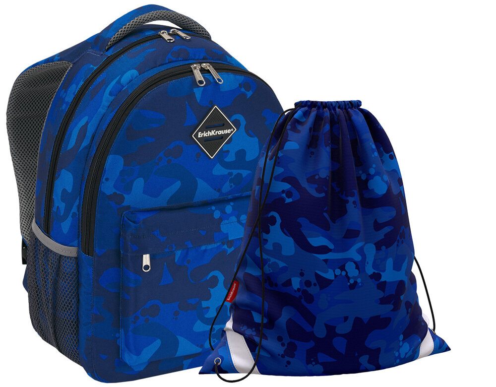 Рюкзак ErichKrause - EasyLine 20L - Sea Camo - с мешком для обуви