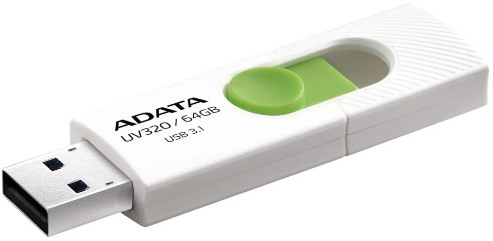 USB Flash накопитель 64Gb ADATA UV320 White/Green (AUV320-64G-RWHGN)