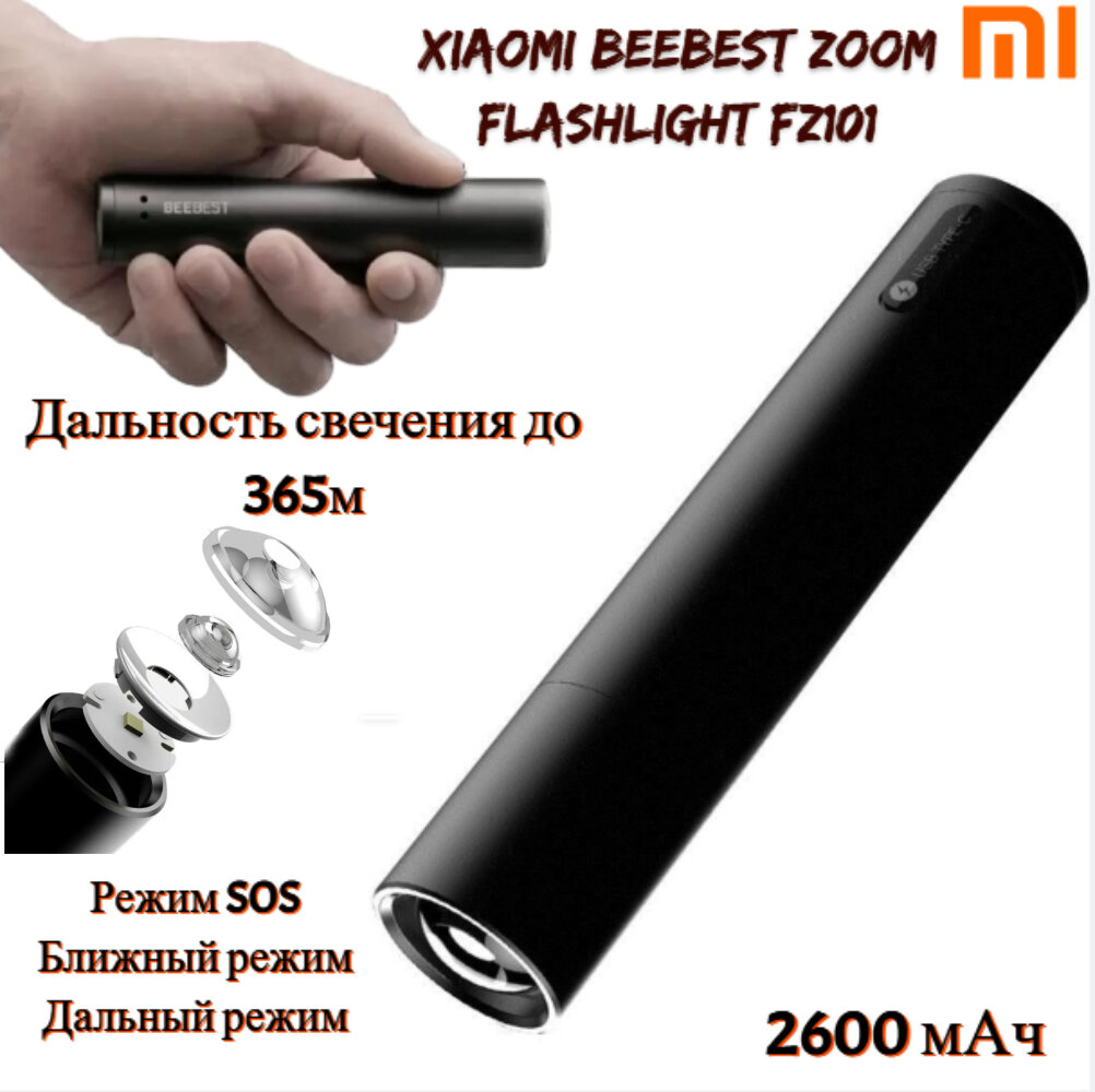 Фонарик Beebest Zoom Flashlight FZ101 (black)