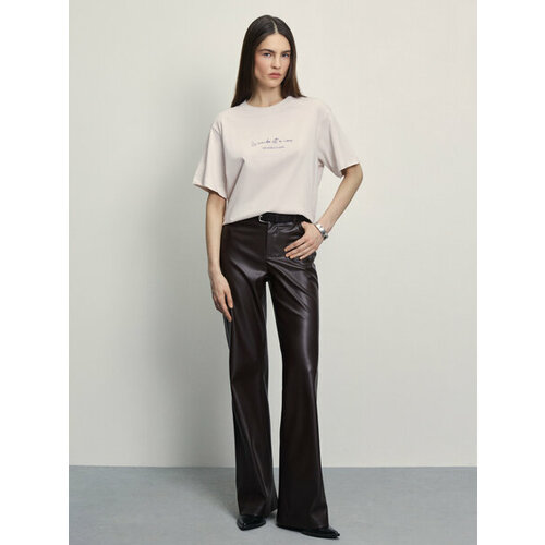 фото Футболка zarina, размер 2xl (ru 52)/170, бежевый