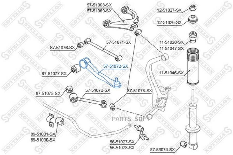 57-51072-SX_рычаг задней подвески передний нижний!\ Hyundai Sonata EF 99-01 STELLOX / арт. 5751072SX - (1 шт)