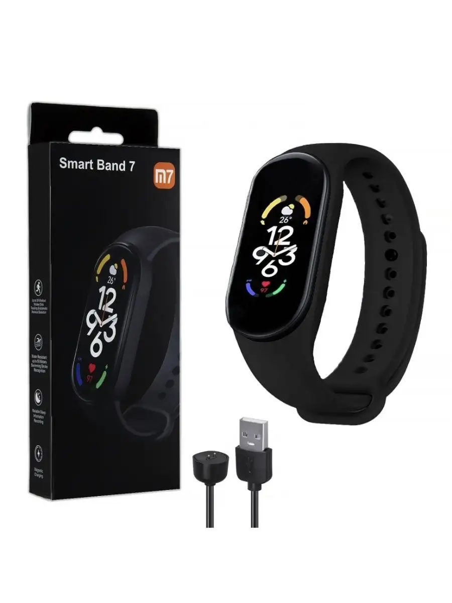 Фитнес-браслет Xiaomi Mi Smart Band 7, 1.62", Amoled, BT5.2, 180 мАч, чёрный — фото 1