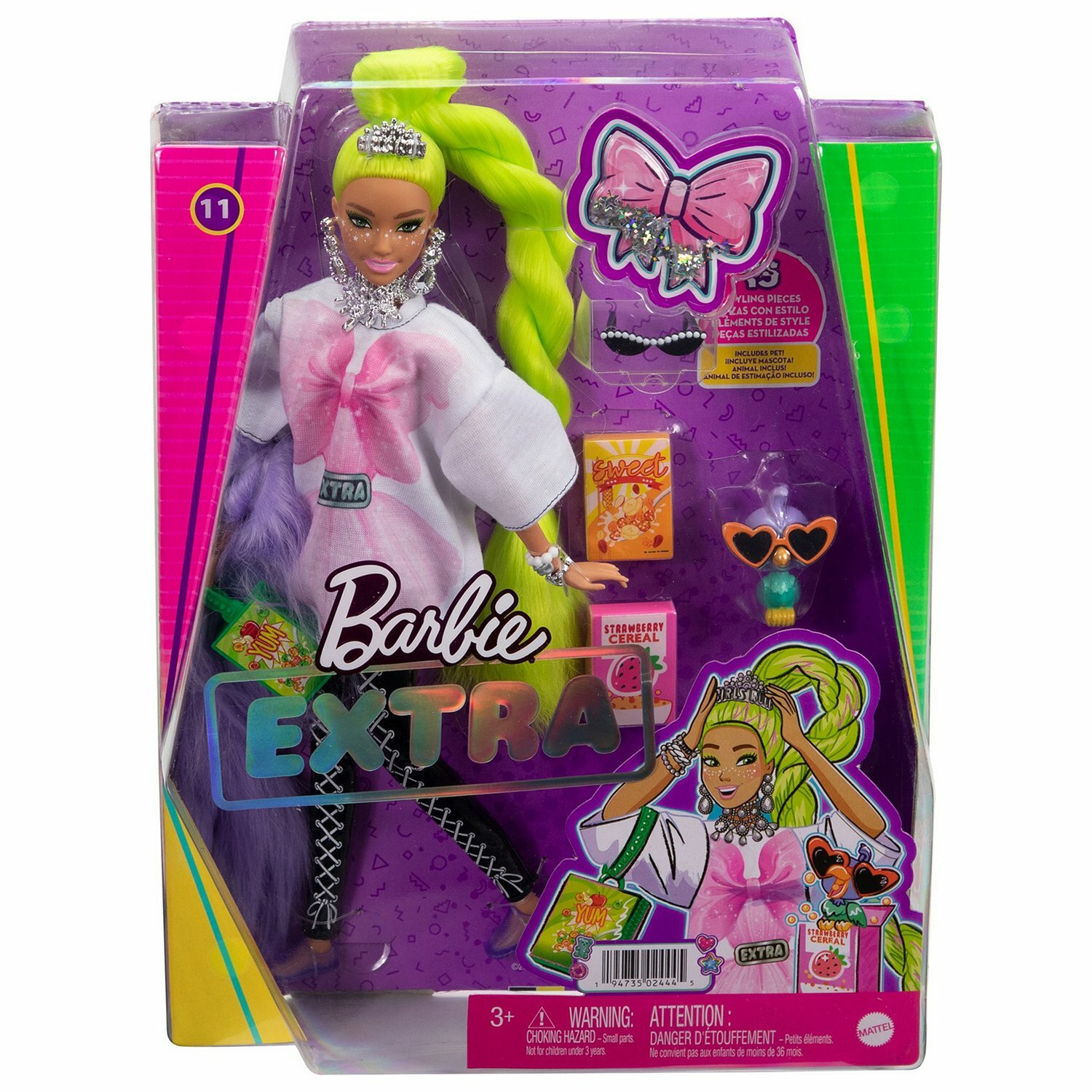 Кукла Barbie с зелеными неоновыми волосами HDJ44