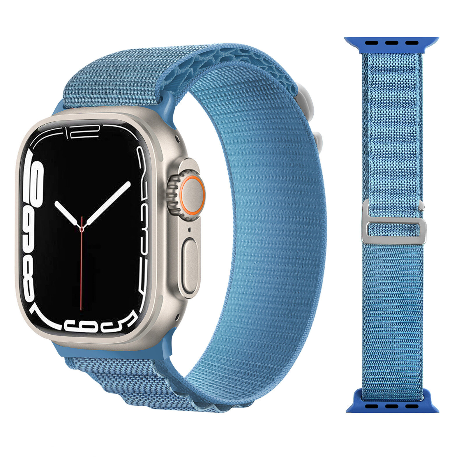 Нейлоновый тканевый ремешок "Альпийская петля" для Apple Watch Series 1-9 и Ultra 42/44/45/49 мм, X9 Pro2 / X9+ Ultra2 / X8 Pro+, 08 синий