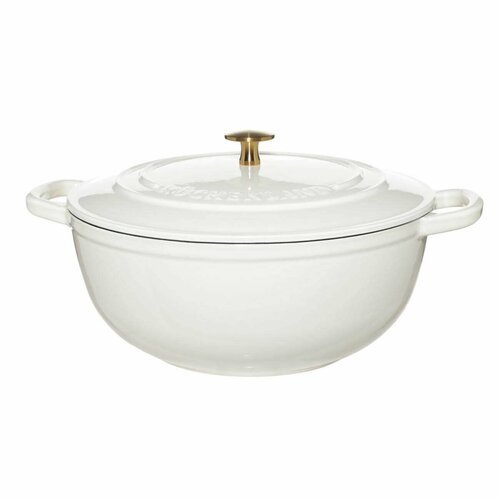 фото Казан, 27 см, 4,5 л, с крышкой, чугун, молочный, light kitchen kuchenland