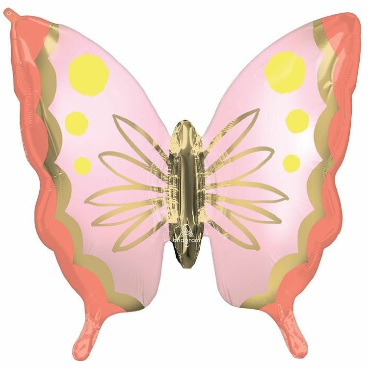 Воздушный шар, Весёлая затея, Шар фигура Бабочка нежно-розовая