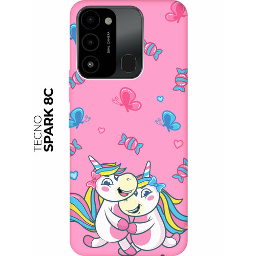 Матовый чехол Unicorns and Candies для Tecno Spark 8C / Go 2022 / Техно Спарк 8С / Го 2022 с 3D эффектом матовый чехол unicorns and candies для tecno spark 10 техно спарк 10 с 3d эффектом мятный