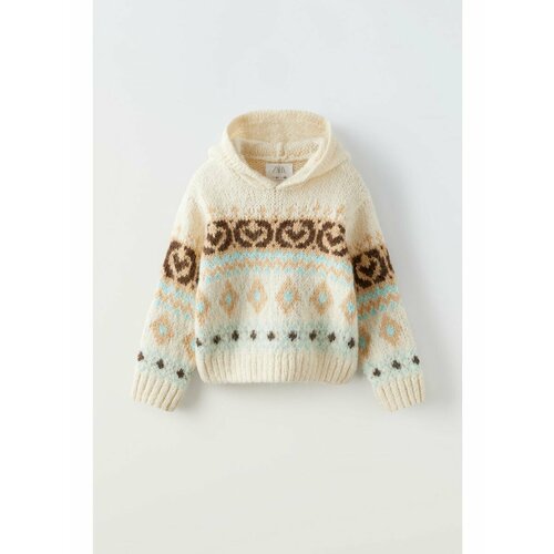 фото Свитер zara, размер 140, коричневый, бирюзовый