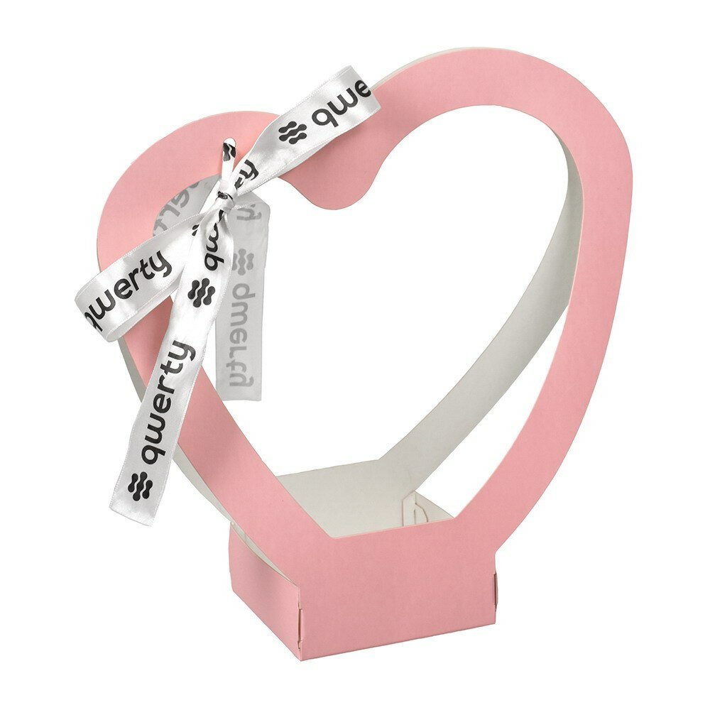 Пакет для цветов QWERTY Сердце с лентой розовый 74096
