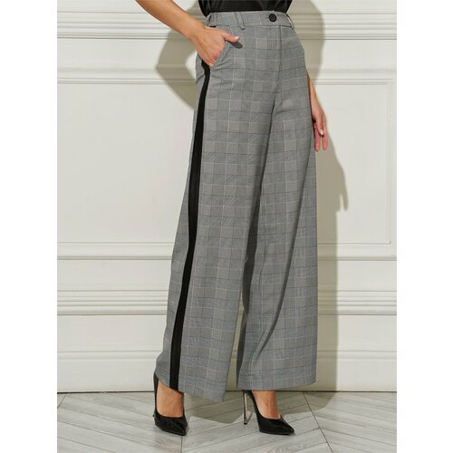 фото Брюки палаццо d.va фаэр04-01/клетка, размер 46, серый
