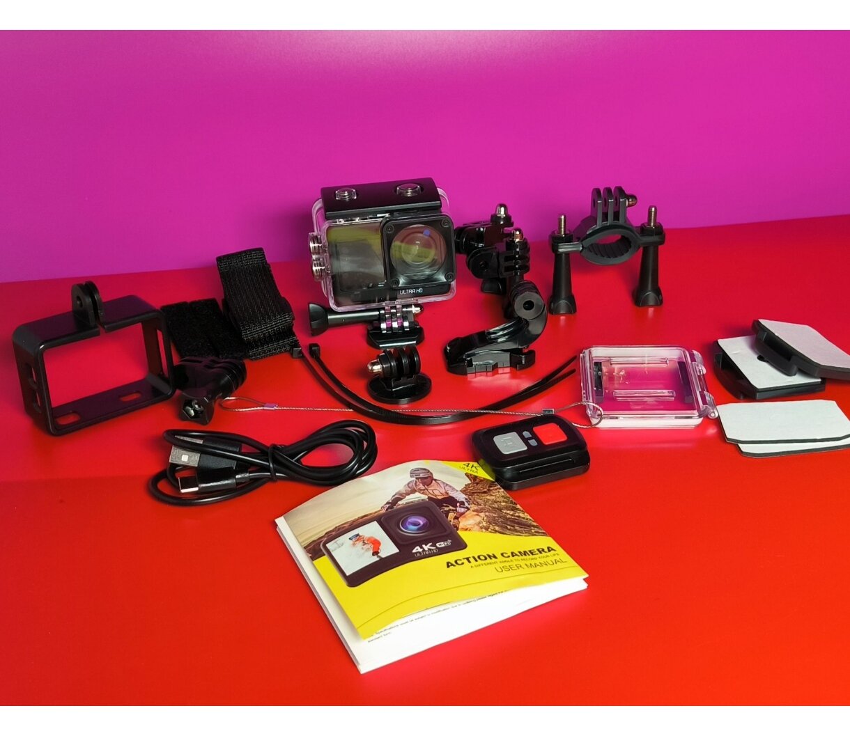 Вайфай Экшн камера 4К  пульт с набором креплений