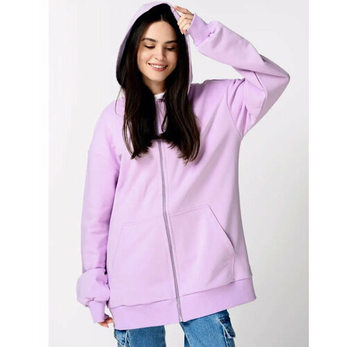 фото Толстовка кот-on зипка без начеса, размер s, лиловый