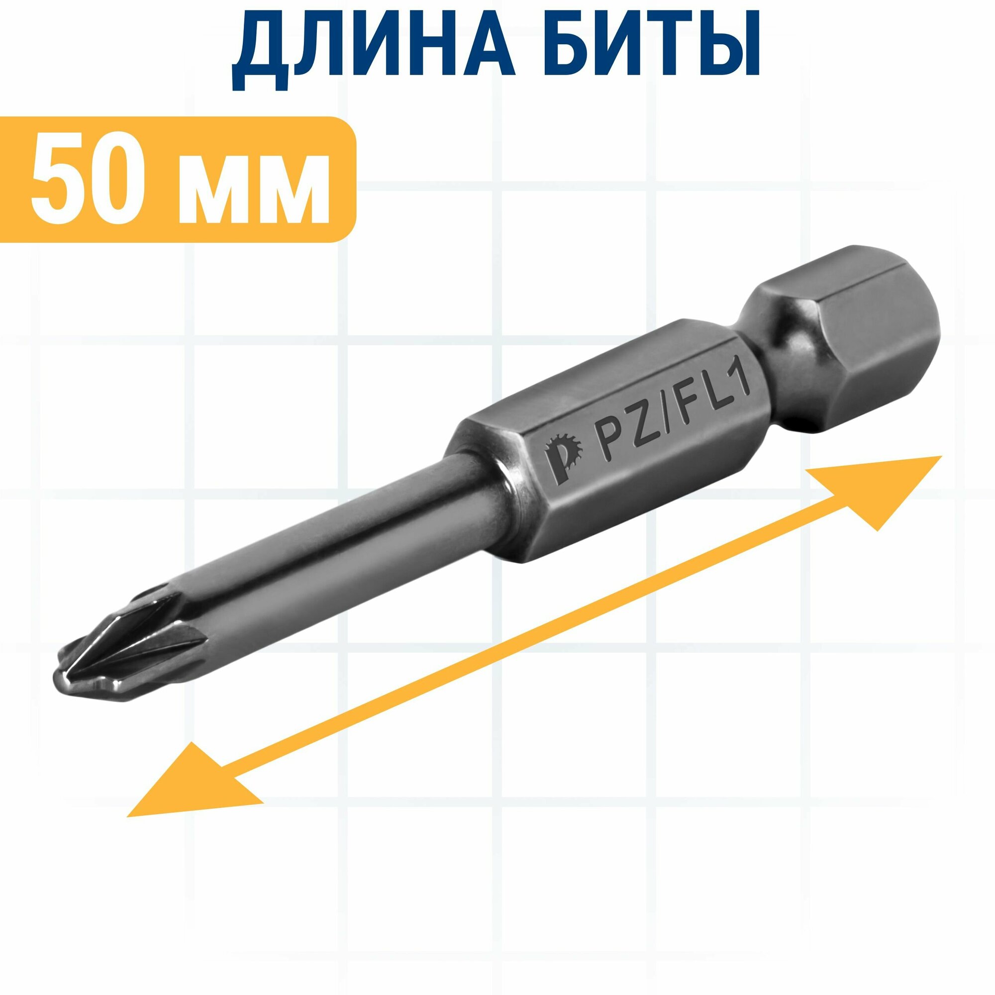 Биты для шуруповерта/биты отверточные PZ/FL1 х 50мм ПРАКТИКА Профи для электротехнических работ 2 шт