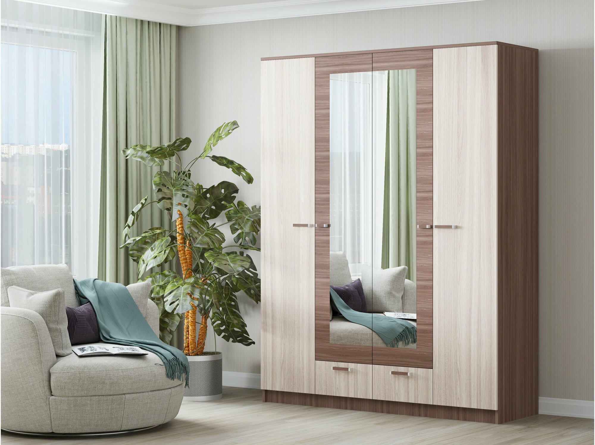 фото Шкаф "Адель" 1,6 - Ясень шимо темный / Ясень шимо светлый