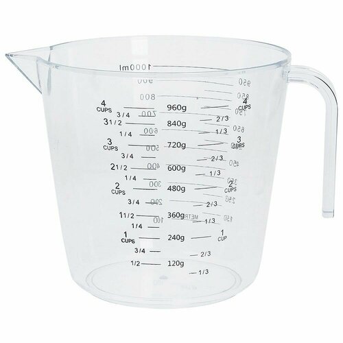 Мерная чаша прозрачная универсальная пластиковая объем 1000 мл диаметр 13 см высота 125 см Tognana Mythos Италия 1156₽