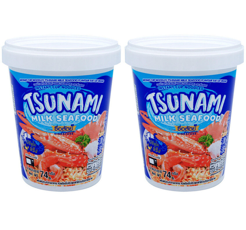 Tsunami Лапша быстрого приготовления со вкусом морепродуктов в сливочном соусе, 74 г, 2 шт