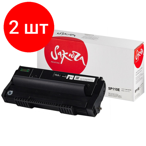 Комплект 2 штук, Картридж лазерный SAKURA SP110 E чер. для Ricoh SP 111, SP 111SU, SP 111S 407062 тонер ricoh совместимый с sp 101e sp 101 sp 101e aficio sp100 sp100su sp100sf ресурс 2000 страниц