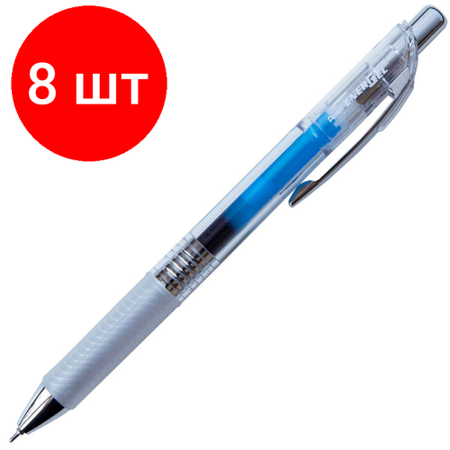 Комплект 8 штук, Ручка гелевая автомат. PENTEL Energel Infree 0.5мм син, манжBLN75TL-CX