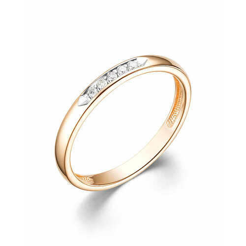 Кольцо обручальное Dewi, красное золото, 585 проба, бриллиант, размер 18, золотой кольцо обручальное dewi красное золото 585 проба родирование бриллиант размер 18 золотой
