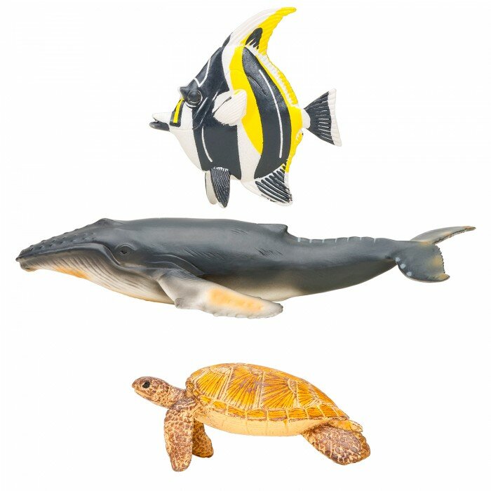 Набор Фигурок Мир морских животных (кит, морская черепаха, мавританский идол)