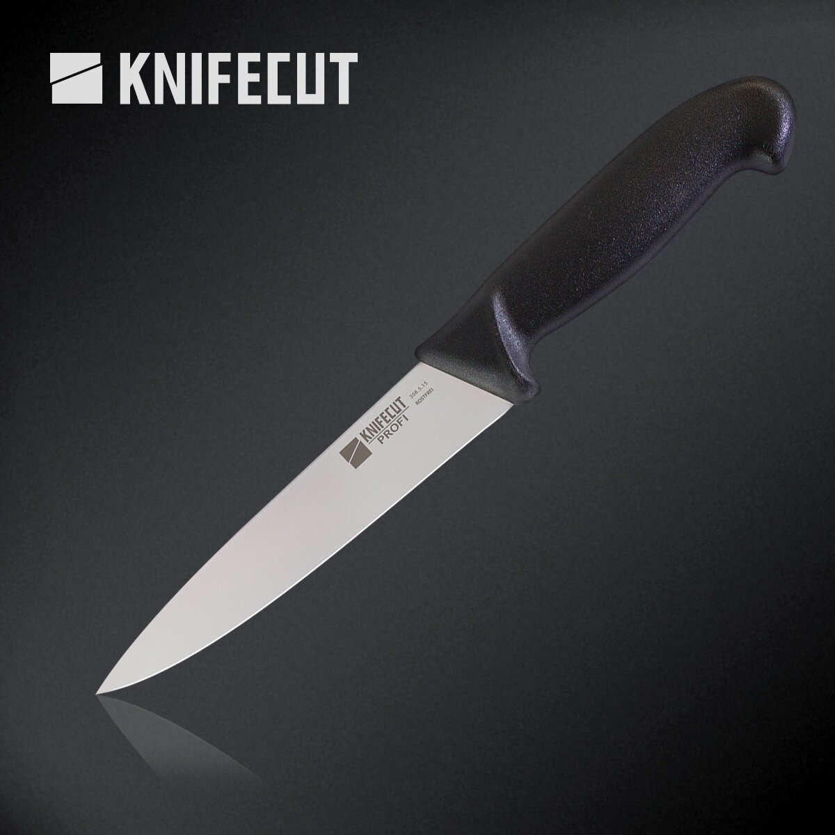 Нож кухонный KNIFECUT, профессиональный, разделочный, для мяса, обвалочный, прямой 15 см