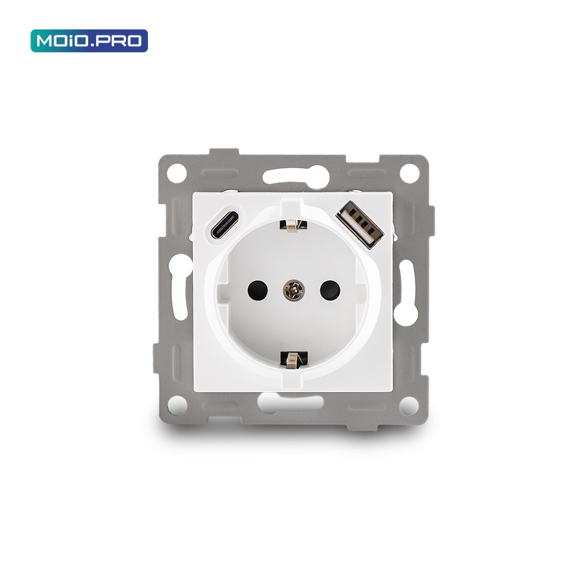 фото Розетка с заземлением, шторками, USB + Type C