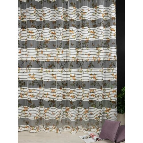 Тюль сетка для комнаты Сакура на шторной ленте 500х250 2777₽