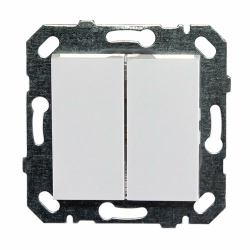 Выключатель двухклавишный Netelsan, встраиваемый 220В 10А цвет белый - 1 шт.