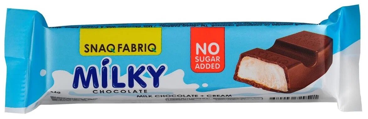 Snaq Fabriq Milky Молочный шоколад без сахара (40шт по 34г) со сливочной начинкой / Протеиновый батончик